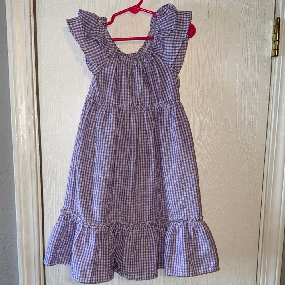 Purple Gingham Kids Casual Dress